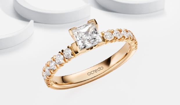 Princess-Schliff Verlobungsringe | acredo