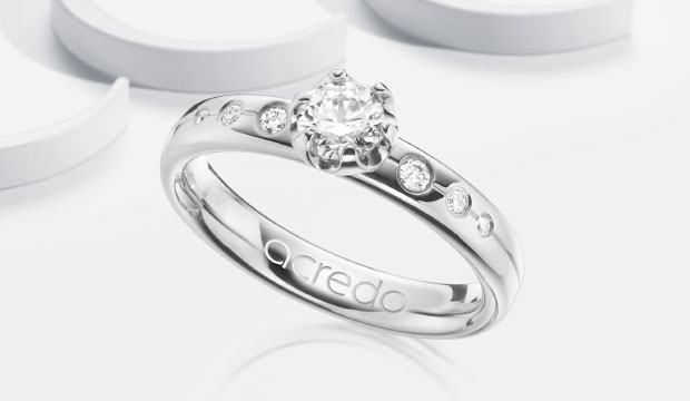 Verlobungsringe Weißgold mit Diamant | acredo