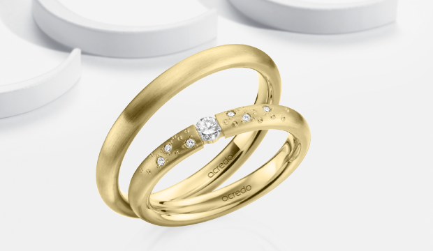 Elegant Tension Wedding Rings | acredo